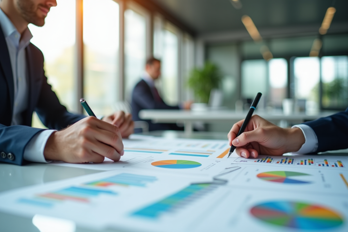 Un professionnel confiant analyse des graphiques de réduction des coûts