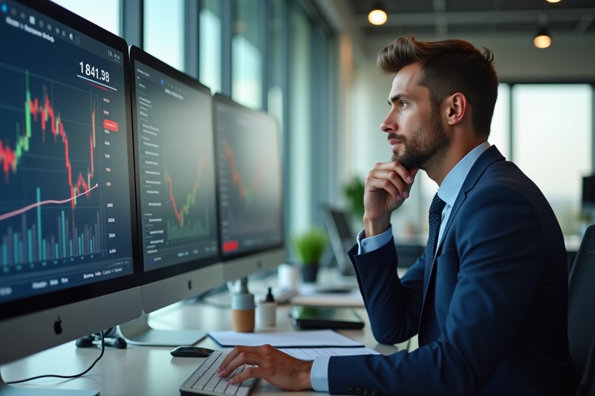 Professionnel en affaires analysant des graphiques économiques