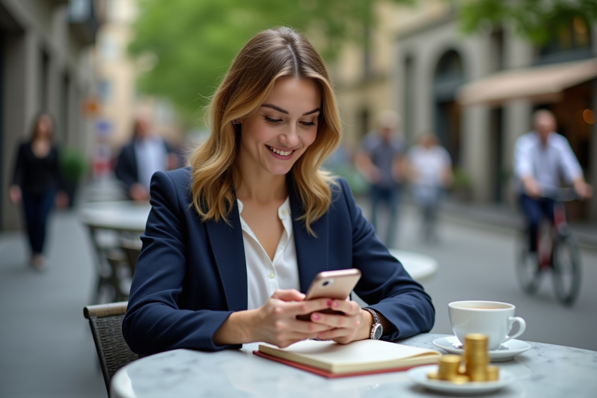 Jeune femme vérifiant les prix de l