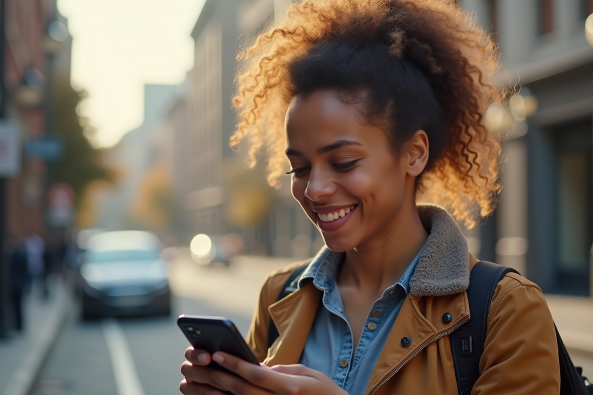 Jeune professionnel vérifiant une notification d