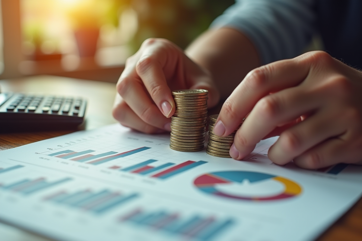 Mains empilant des pièces près d