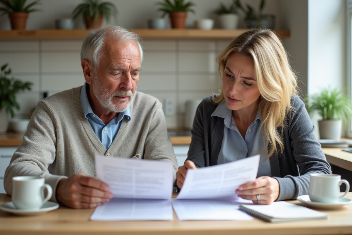 Père et fille discutent de formulaires d