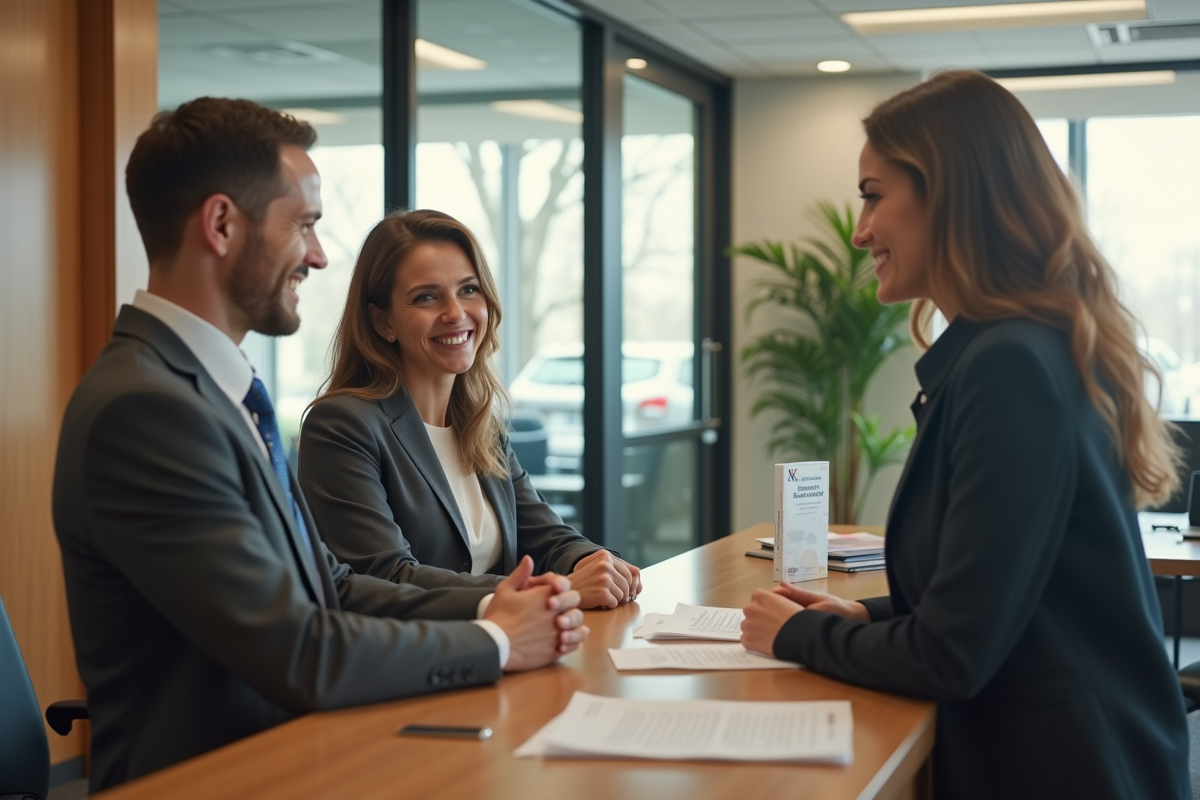 Femme discutant avec un agent dans un bureau d